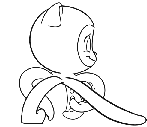 A walk cycle animation of the Octocat, in a line art style