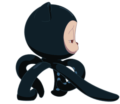 A walk cycle animation of the Octocat, in a painted style